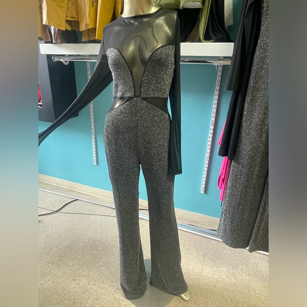 silver slim jumpsuit